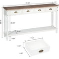 thumbnail image 2 of Wnutrees Farmhouse Console Table with 4 Drawers, 60" Long Narrow Boho Sofa Foyer Table with Large Storage Space, Solid Wood Frame and Legs for Entryway, Hallway, Living Room, White, 2 of 6