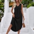 thumbnail image 6 of ShomPort Women's Summer Long Dress Sleeveless with Pockets V Neck Solid Color Comfy Stretchy Loose Sundress, 6 of 7