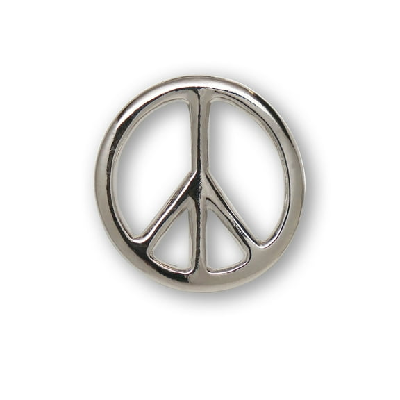 Peace Sign Hippie Pin Polished Silver Finish Pewter Real Metal P-73