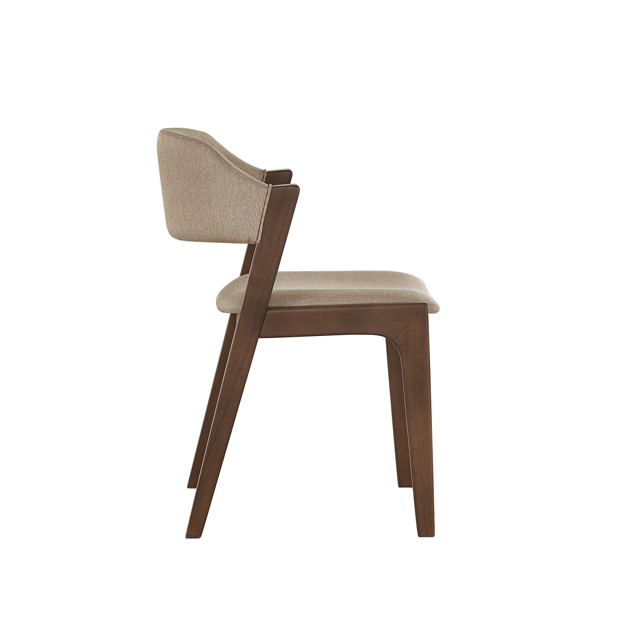 Weston Home Skovde Modern Walnut Finish Dining Chair, Set of 2, Beige Fabric