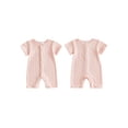 thumbnail image 2 of BemeyourBBs Newborn Baby Girl Summer Clothes Knit One Piece Romper Outfits Infant Crew Neck Short Sleeve Snap Button Knit Jumpsuit, 2 of 9