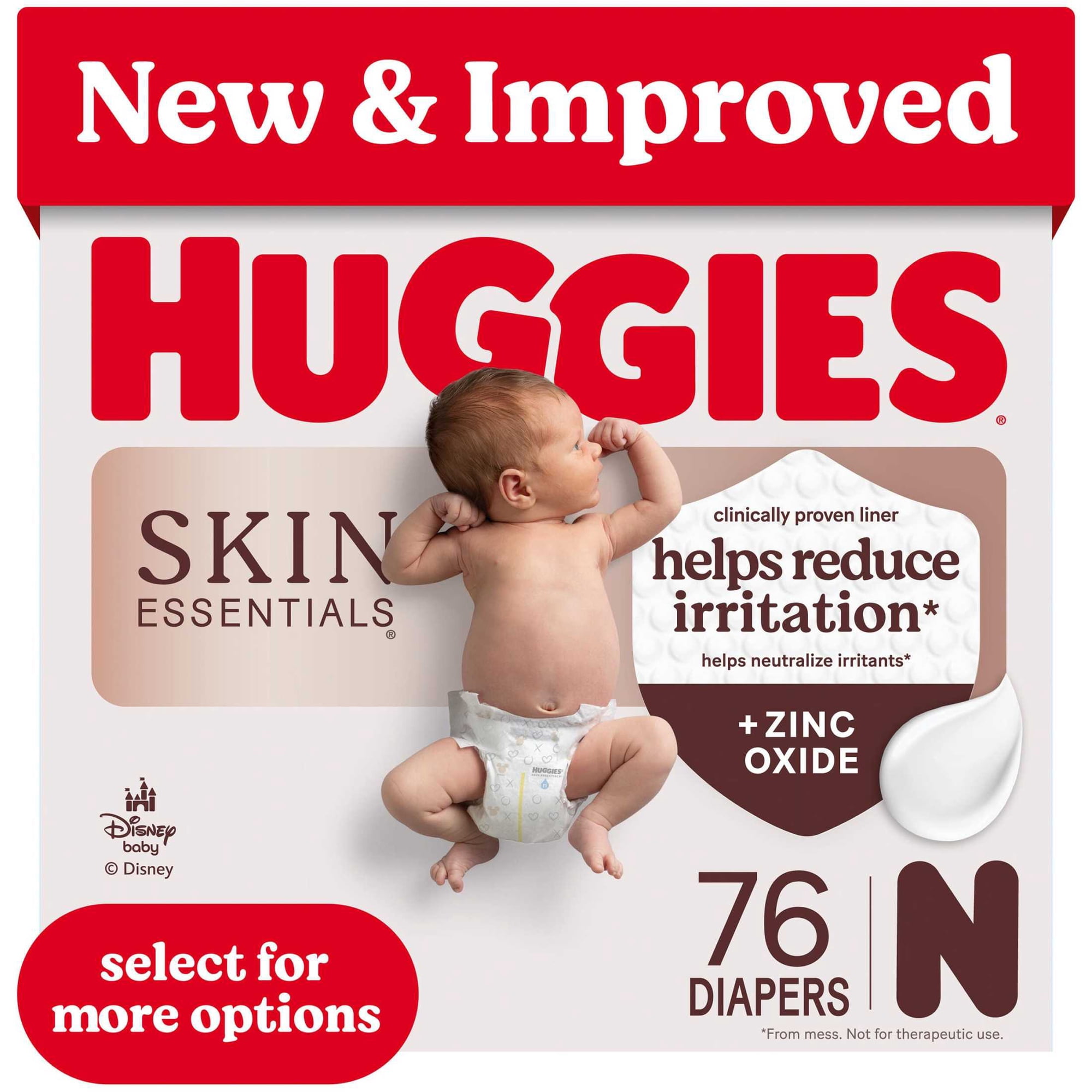 Huggies Skin Essentials Baby Diapers, Size Newborn (6-9 lbs), 76 Count (Select for More)