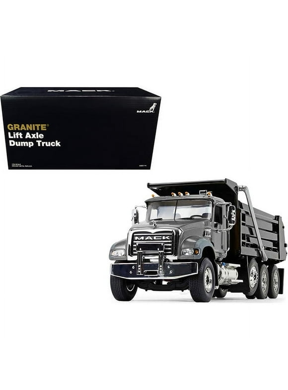 First Gear 1/34 Stormy Grey Metallic & Black Mack Granite MP Dump Truck 10-4210