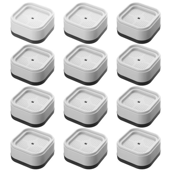 Yucurem 12 Pack Furniture Risers Adjustable Bed Risers Heavy Duty Lifts Height 1", Square Stackable Bed Risers for Desk Leg Table Couch Sofa Chair Bed Frame Legs Dorm (White)