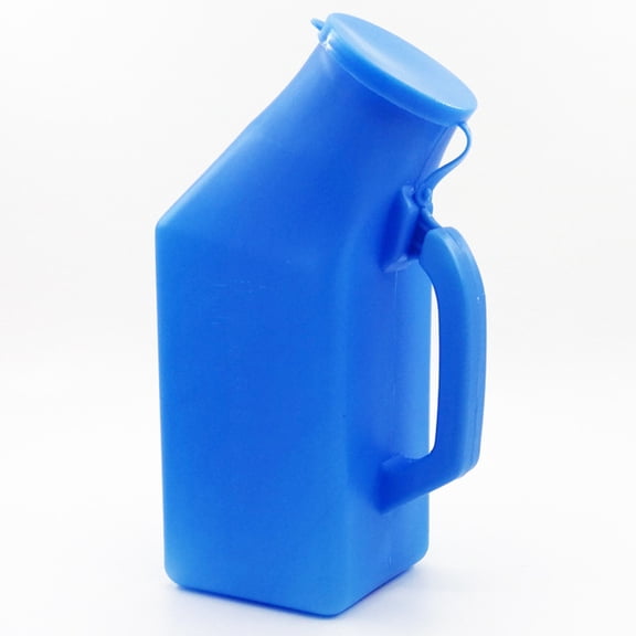 PENIKOKO 1Pc Leak Proof Blue Urinal Bottle with Attached Lid for Men Durable Portable 800ml Capacity