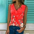 thumbnail image 1 of Camiseta sin mangas informal para mujer, Top con estampado de flores, Tops de moda, Camiseta holgada con cuello en V de calle 2021, 1 of 5