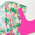 thumbnail image 5 of Kids Girls Tropical Print 3 Piece Bikini Swimsuit Set Quick Dry Swimwear Bathing Suit with Kimono Drawstring Coverup, 5 of 7