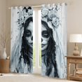thumbnail image 2 of Manfei Romantic Gothic Wedding Curtains Pack of 2 (42x84 Each), Skull Bride Curtains Blackout, Valentines Rose Flower Floral Bedroom Curtains, Window Curtains Room Decor, 2 of 6