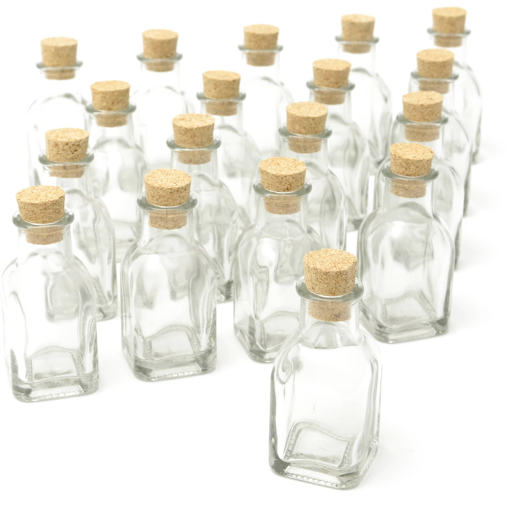 Vintage Glass Bottles w/ Corks Set 10 Designs 5" Tall BLUE wedding favor NEW 