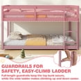 thumbnail image 6 of Twin over Twin Bunk Bed, Sesslife Low Floor Wood Bunk Bed Frame with Guardrails and Ladder, Space Saving Bunk Bed for Bedroom, No Box Spring Needed, Pink, 6 of 7
