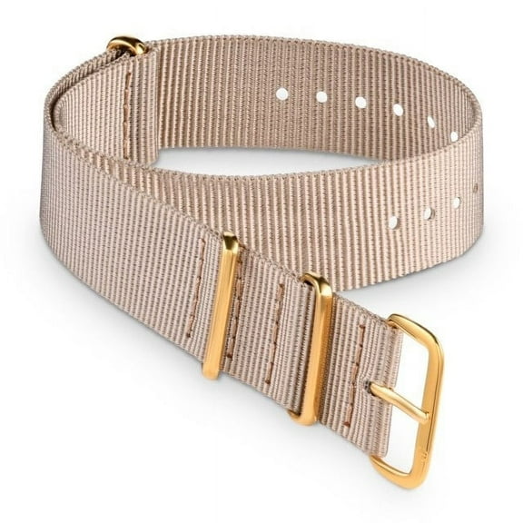 Beige Nato Strap With Gold Buckle