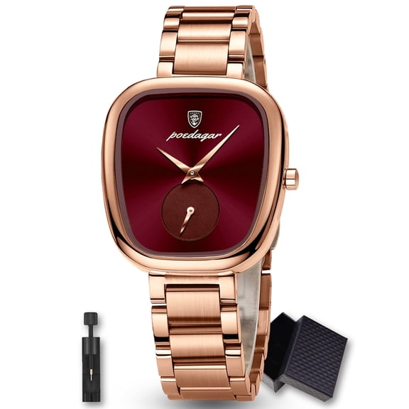 POEDAGAR Elegant Women's Stainless Steel Quartz Wristwatch 30M Water Resistance