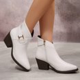 thumbnail image 3 of EKVAHL Women's Pointed Toe Ankle Boots, Chunky Mid Heel Zip Booties, Short Boots for Office Fall Occasions White, 3 of 6