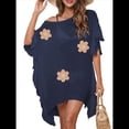thumbnail image 2 of Traje de Baño de Playa Holgado y con Volantes de Color Liso para Mujer Azul Talla Única, 2 of 8