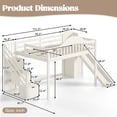 thumbnail image 2 of Harper & Bright Designs Full Size Loft Bed with Wardrobe and Storage Stairs, Solid Wood Loft Bed Frame with High Guardrail and Slide for Boys Girls, Beige, 2 of 14
