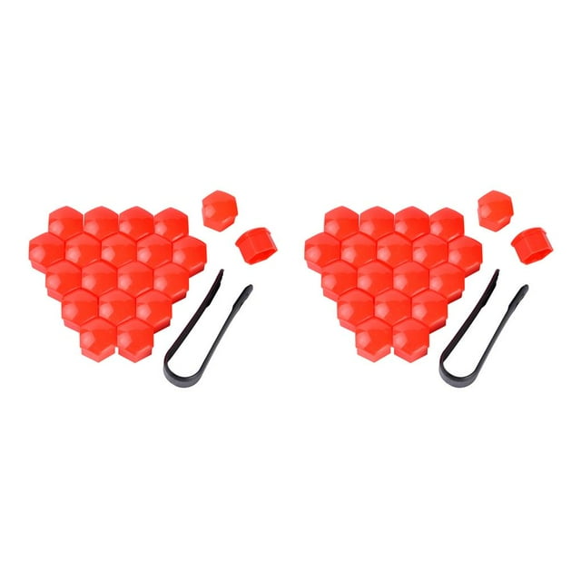 VONKY 20 Pieces Car Wheel Nut Caps Universal Exterior Anti-rust Auto Hub Screw Cover Dust-proof Automobile Tire Protector Red 19mm 2Set
