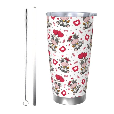 

Junzan Caring Cow for 20oz Stainless Steel Insulated Car Cup with Spillproof Lid - Insulated Coffee Mug Thermal Cup-Straw Two-piece Set