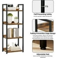 thumbnail image 5 of Narrow Bookshelf, 4 Tier Bookshelves, Home Office Bookcase Shelf Storage Organizer, Free Standing Storage Shelving Unit for Bedroom, Living Room and Home Office, Vintage, 5 of 12