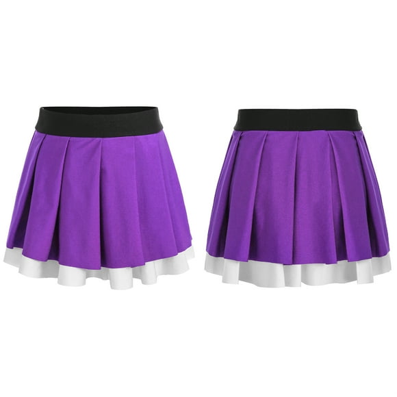 Sholeno Girls Pleated Skirt Skort Casual Flared Plain Pleated Skater Skirt High Waist School Uniform 6-16 Years Purple 14