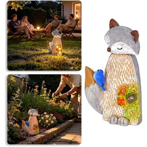 Solar Animal Garden Statue for garden, patio, shelf, outdoor animal light, resin garden figurine