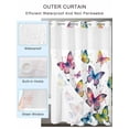 thumbnail image 4 of No Hook Shower Curtain with Snap-in Liner, Colorful Butterfly Waterproof Fabric Bathroom Curtains, Elegant Pastoral Butterflies Watercolor Bath Curtains & Mesh Top Window 72"x84" Long, 4 of 9