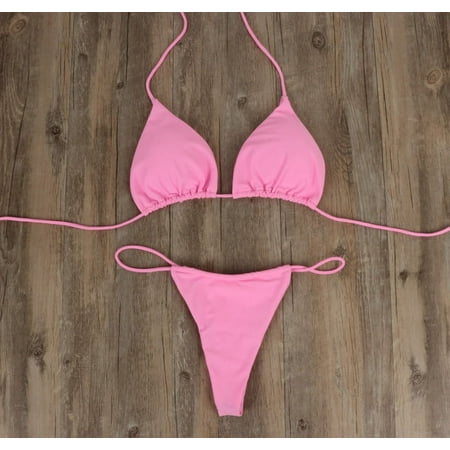 Yiiciovy 2022 Sexy Lace Up Thong Bikini Set Women Swimwear Bandage Push Up Padded Swimsuit Summer Beach Bathing Suit Brazilian