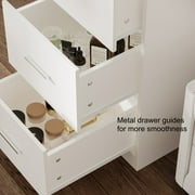 Rovaurx 46.7 Makeup Vanity Table with Lights and Mirror, 5 Drawers, Modern Dressing Desk, White