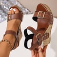 thumbnail image 5 of Dakaela Women's Platform Wedge Sandals Open Toe Ankle Strap Summer Dressy Shoes Cork Slip on Wedding Party Dressy High Heeled Sandal Size 6-10 Brown, 5 of 9