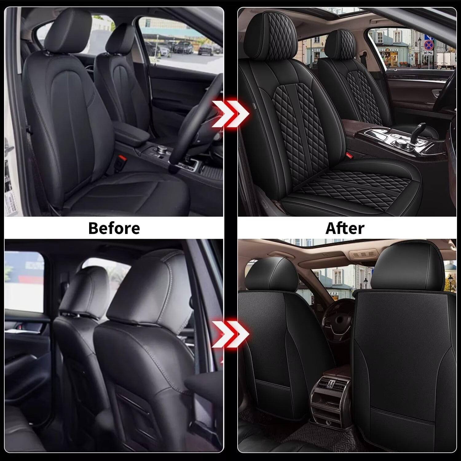 DIKSOAKR 2 Front Seat Car Seat Covers Fit for Toyota Tacoma 2016-2024: Auto Interior Accessories, Waterproof Faux Leather Vehical Car Seat Cushions Cover（Black,2 PCS Front Only）