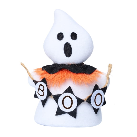 Happydeer Halloween Plush Ghost Figurine Cute Small Ghost Statue Handmade Ghost Doll Table Ornaments for Halloween Home Decor (, White)