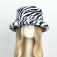 thumbnail image 5 of Lovskoo Women's Winter Faux Fur Fisherman Hat Leopard Print Cute and Warm Caps Plush Fuzzy Bucket Hat White, 5 of 6