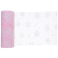 thumbnail image 1 of Rollo de tul navideño con copos de nieve de 15 cm y 10 yardas, cinta de organza brillante con copos de nieve para decoración navideña, envoltura de regalos y decoración de fiestas (rosa), 1 of 5