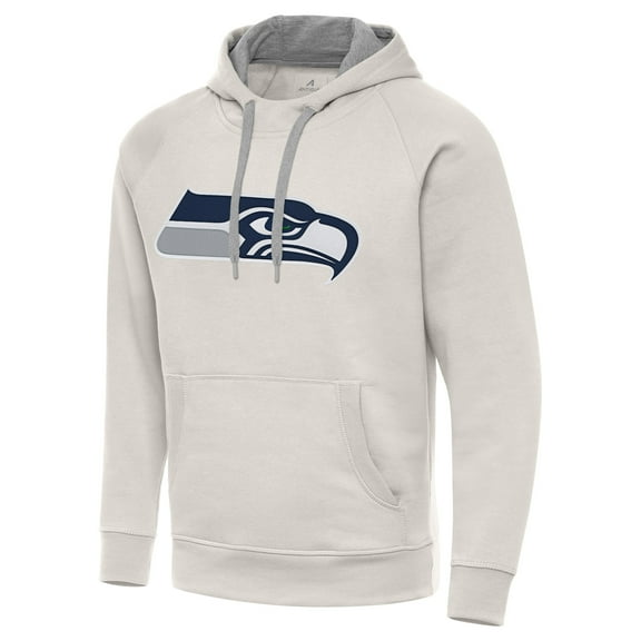Men's Antigua Cream Seattle Seahawks Victory Raglan Pullover Hoodie