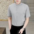 NEWCE Summer New Ice Silk Striped Collar Shirt Men‘s Korean Style Slim