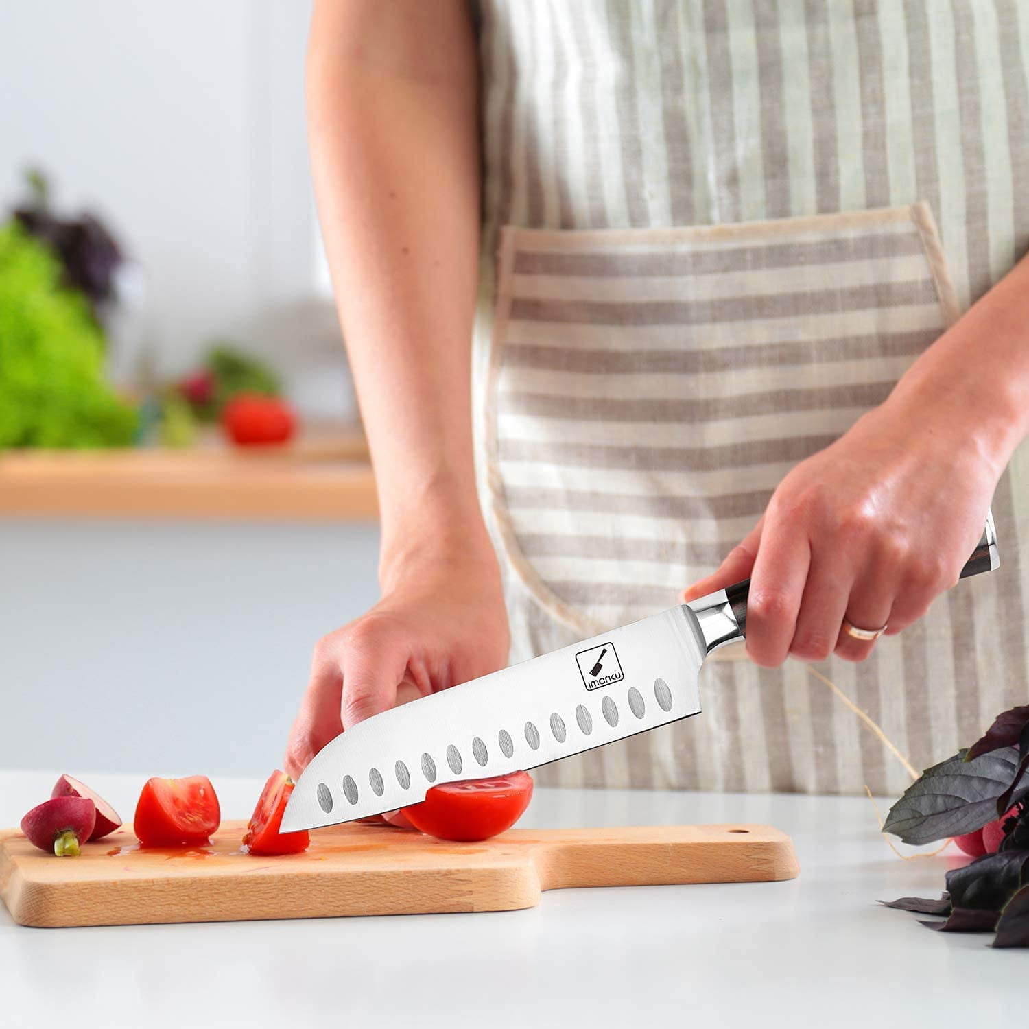 Santoku Knife - imarku 7 inch Kitchen Knife Ultra Sharp Asian Knife Japanese Chef Knife - German HC Stainless Steel 7Cr17Mov - Ergonomic Pakkawood Handle,Fathers Day Gifts