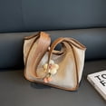 thumbnail image 4 of Bolso de hombro para mujer Bolso con asa superior tejida hueca a la moda (marrón), 4 of 6