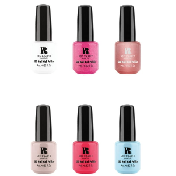 Red Carpet Manicure 9 mL No Chip Soak Off UV LED Gel Nail Polish Set, 6 Colors Including Glitter and Shades of White, Pink, and Blue Red Carpet Manicure 9 mL No Chip Soak Off UV LED Gel Nail Polish Set, 6 Colors Including Glitter and Shades of White, Pink, and Blue