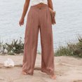 thumbnail image 4 of JUUNthy Wide Leg Pants for Womens, with Pockets High Rise Lightweight Pull On Vacation Casual Palazzo Trousers Dark Grey XL, 4 of 14