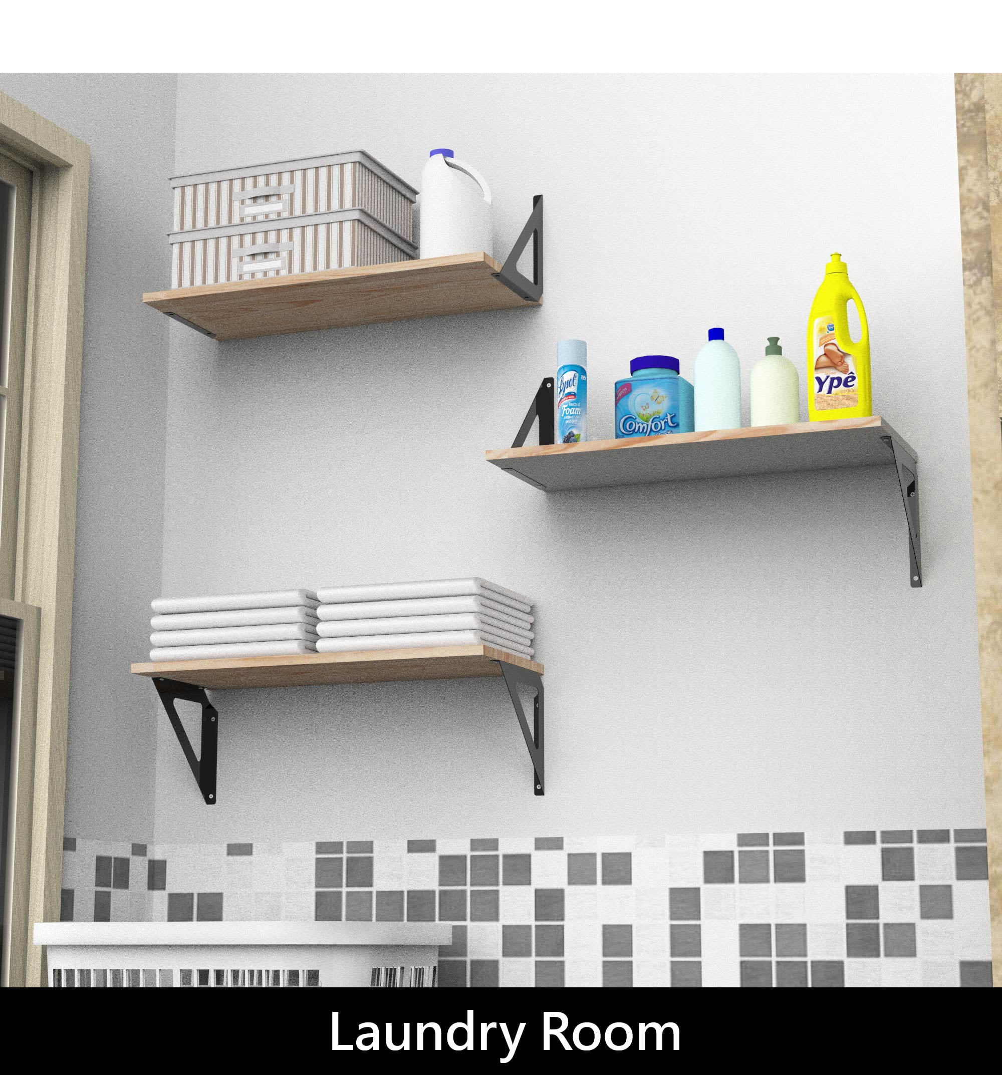 Hyper Tough 10 in. x 23 5/8 in. Natural Laminated Wood Shelf Kit