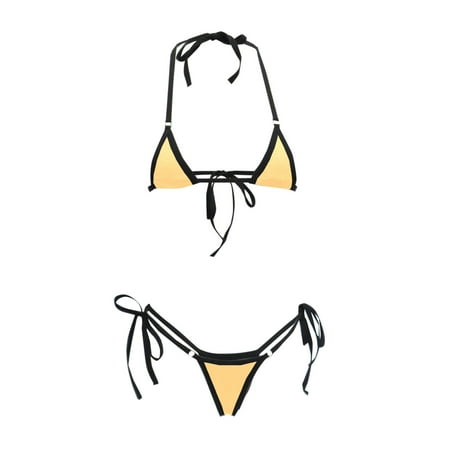 UTSJKR Bikini Swimsuits for Women Cheeky Bikini Sets Sexy Bathing Suits 2 Piece High Waisted Cute Swimwear Triangle Bikini Beige Free Size