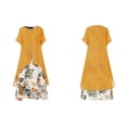 thumbnail image 2 of Primavera y verano nuevo vestido de dos piezas falso con cuello redondo estampado de algodón y lino, 2 of 3