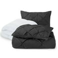 thumbnail image 4 of Nestl  Pinch Pleat Duvet and Comforter Set - Down Alternative Comforter and Ultra Soft Microfiber Duvet Set Black Queen 4 Piece, 4 of 5