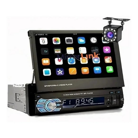 Autoestéreo Eleck Fnbrli Mirror Link Retráctil 7 In 1 Din