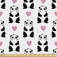 thumbnail image 1 of Valentine's Day Fabric by the Yard Upholstery, Romantic Pandas Hearts Doodle Love Theme Art Pattern, Decorative Fabric for DIY and Home Accents, Charcoal Grey Pink and White by Ambesonne, 1 of 5