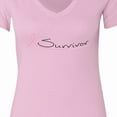 thumbnail image 4 of Inktastic Breast Cancer Survivor Pink Ribbon Women's V-Neck T-Shirt, 4 of 5