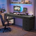 thumbnail image 3 of Amadwell 54" Desk with Drawers & Storage, Office Desk with Reversible Shelves, Gaming Computer Desk, Grey, 3 of 8