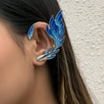 thumbnail image 4 of Anvazise Ear Cuff Luxury Blue Painted Dripping Oil Craft Without Piercing Fashion Fairy Wings Shape Ear Bone Clip Jewelry Accessory Right, 4 of 13