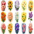 thumbnail image 2 of Colorful Floral Tattoos Waterproof Flower Stickers 3D Realistic for Men Women Parties Outdoor, 2 of 5