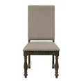 thumbnail image 3 of Beige Fabric Upholstered Side Chairs Set of 6, Brown Finish Wood Frame Nailhead Trim Traditional Dining, 3 of 5