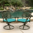 thumbnail image 2 of MEETWARM 2 Piece Patio Dinning Swivel Chairs Rocker, Outdoor All-Weather Cast Aluminum Chairs, Patio Bistro Dining Chair Set with Cushions for Garden Deck Backyard, Ocean Blue, 2 of 7